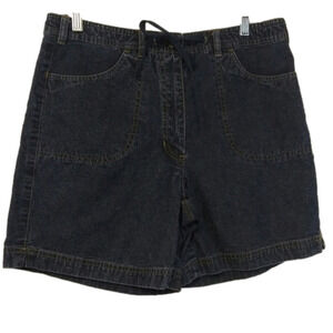 Cotton Ginny Vintage Blue Dark Wash High Rise Button Zip Drawstring Jean Short